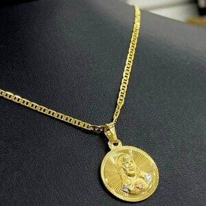Jesus Christ Tri Color Pendant 14K Necklace GF Mariner Chain Gifts For Everyone